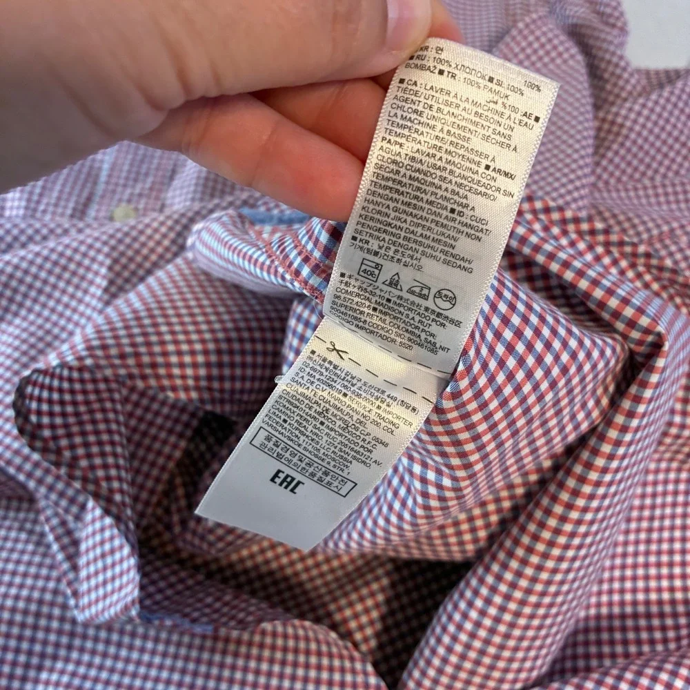 Banana Republic Grant Fit Gingham Shirt Mens Large Red Blue Custom 078 Bloke